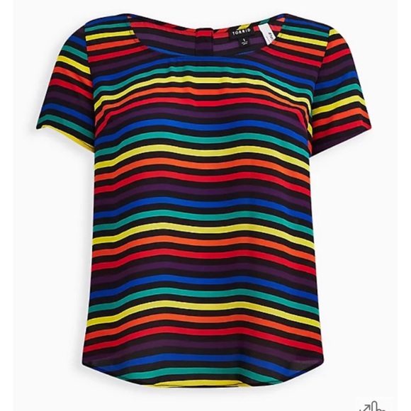 torrid Tops - NEW Torrid 2 Celebrate Love Abbey Blouse Georgette Rainbow Stipe Pride